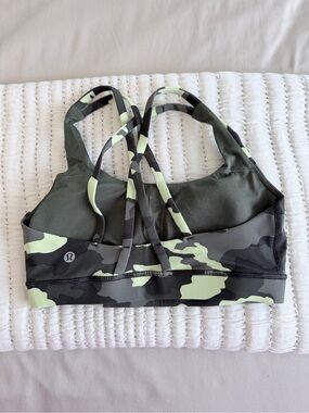 lululemon athletica Green & Black Camo Strappy Sports Bra